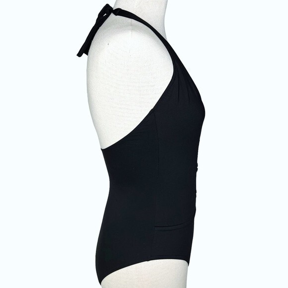 Kenneth Cole New York One Piece Swimsuit sz S * Black Cage Front Halter Peekaboo - Picture 5 of 8